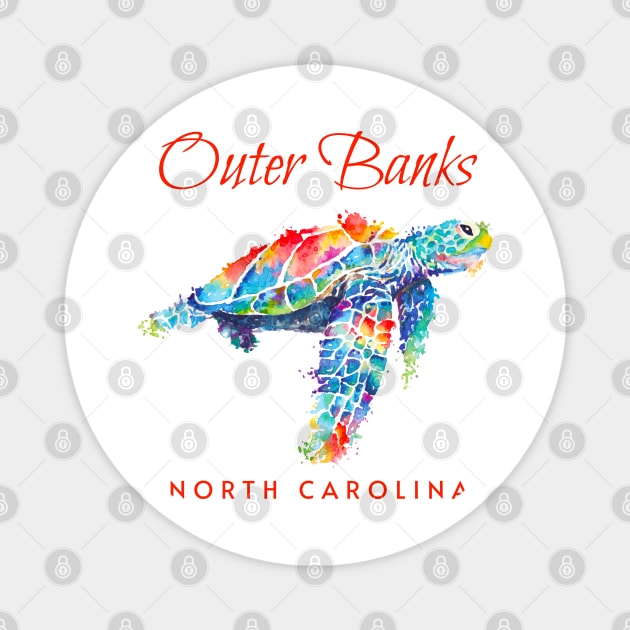 Outer Banks North Carolina Watercolor Sea Turtle Magnet by grendelfly73